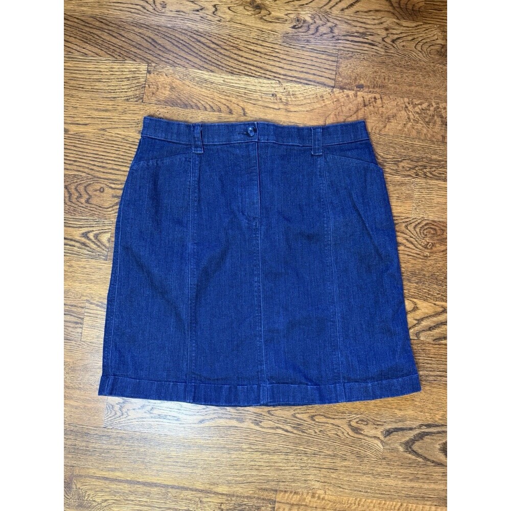 L.L Bean Women's Jean Skirt Blue Denim Size 18 Cotton Button Fly Midi Length